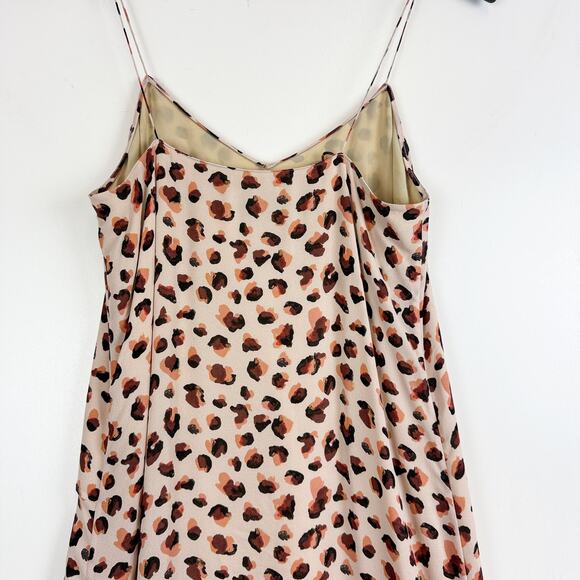 Theory Asymmetrical Leopard Maxi Cami Dress 100% Silk Pink - 2 - Picture 7 of 9